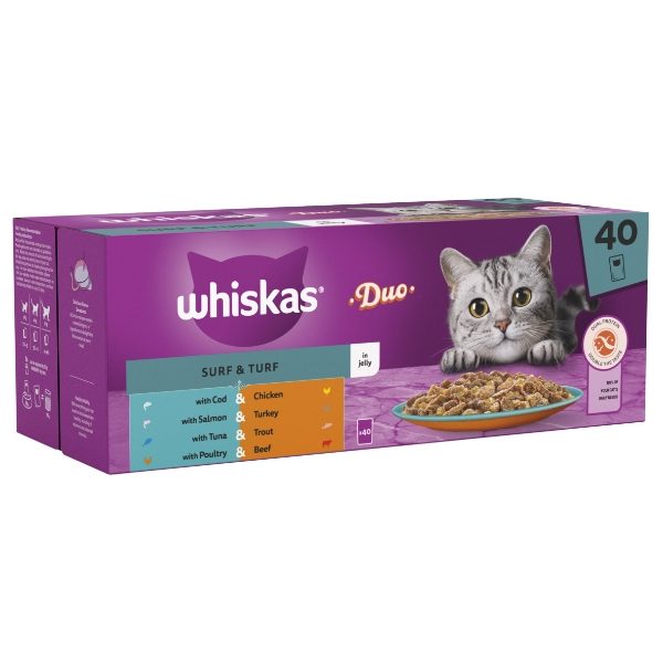 Whiskas Duo Surf & Turf in Jelly 1+ Adult Wet Cat Food Pouches - For Petz NI