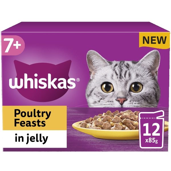 Whiskas Senior 7+ Poultry Feasts in Jelly Wet Cat Food Pouches - For Petz NI