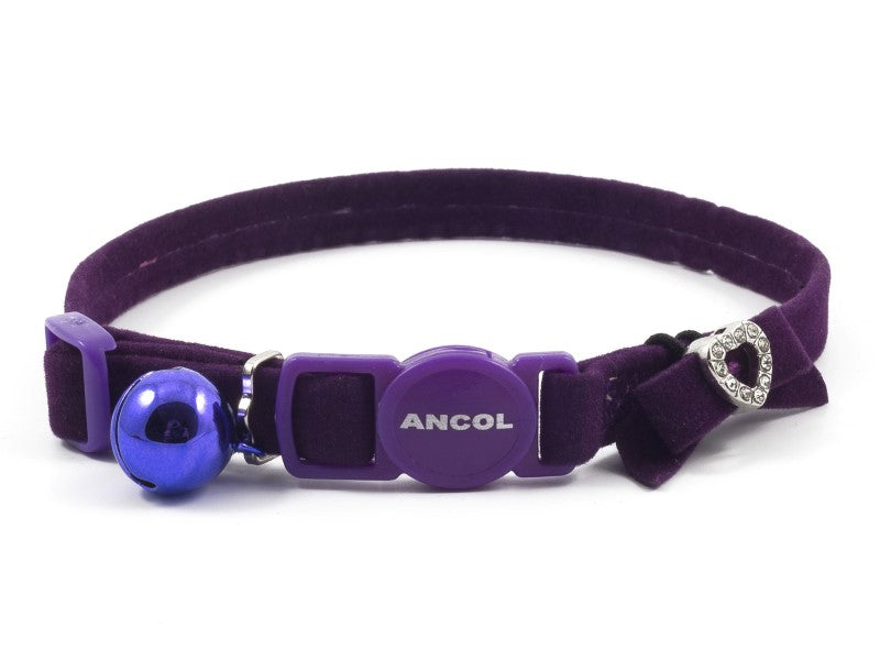 Ancol Purple Cat Collar - Velvet Heart - For Petz NI