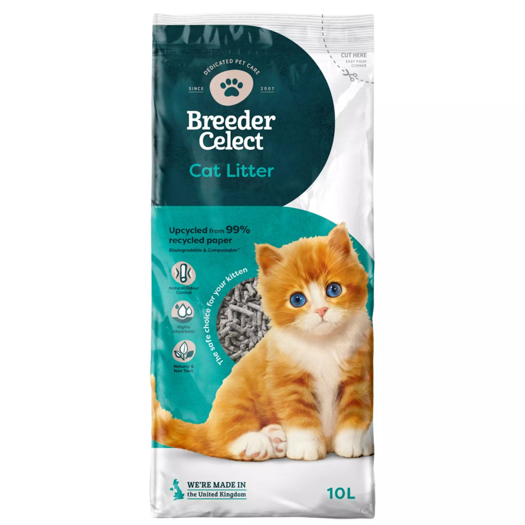 Breeder Celect Recycled Paper Pellet Non Clumping Cat Litter