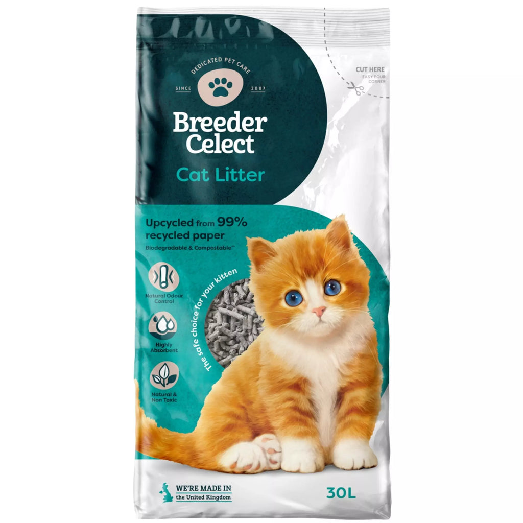 Breeder Celect Recycled Paper Pellet Non Clumping Cat Litter